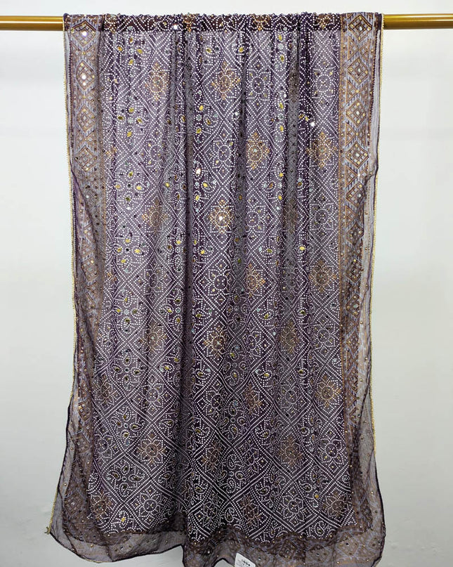 Fancy Chiffon Block Print with Chunnri Mirror Sitara Work Dupatta