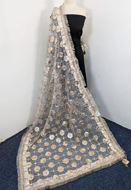 Handmade Gotta Mirror Work <strong>Dyeable </strong>Dupatta