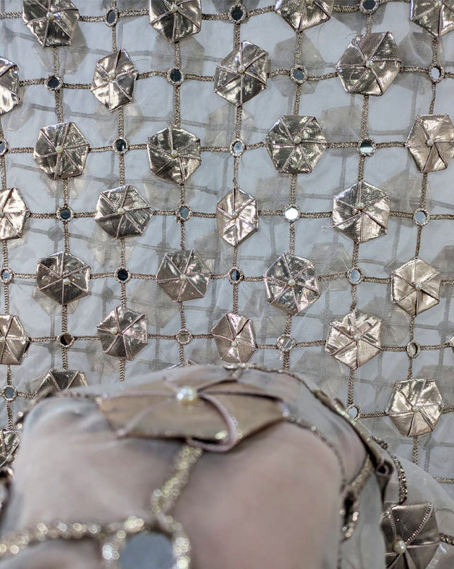 Handmade Gotta + Mirror Work Organza Dupatta (Dyeable in All Colors)