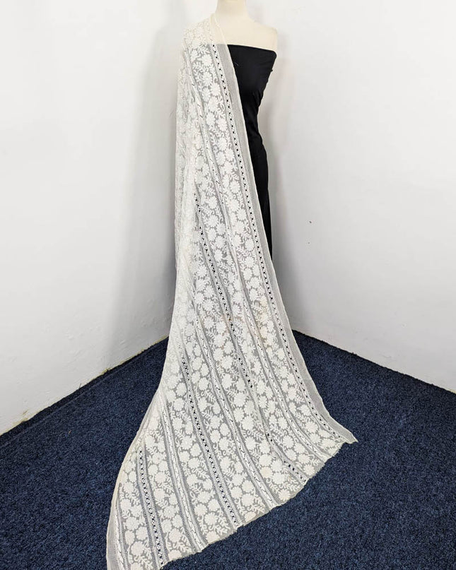 Pure China Crinkle with Tarkashi + Shadow Work Dyeable Dupatta