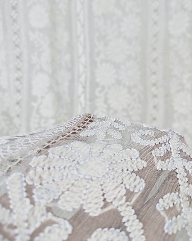 Pure China Crinkle with Tarkashi + Shadow Work Dyeable Dupatta