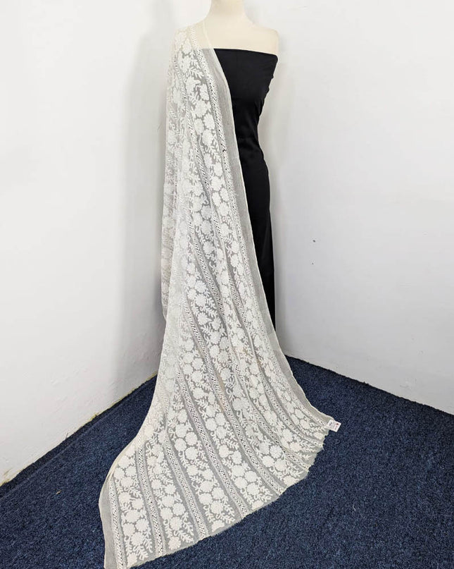 Pure China Crinkle with Tarkashi + Shadow Work Dyeable Dupatta