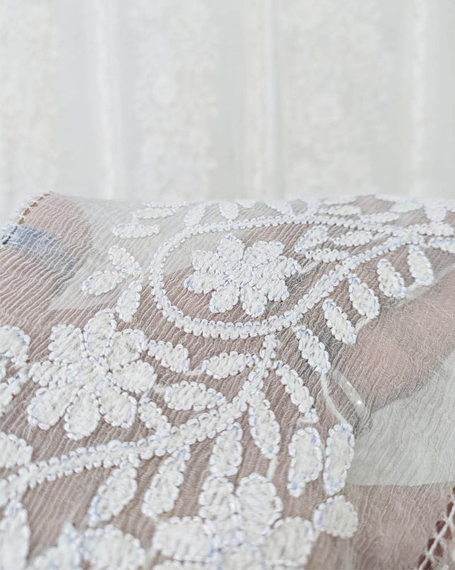 Pure China Crinkle with Tarkashi + Shadow Work Dyeable Dupatta