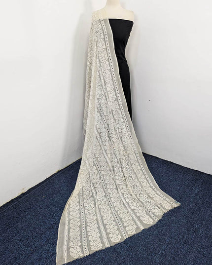 Pure China Crinkle with Tarkashi + Shadow Work Dyeable Dupatta