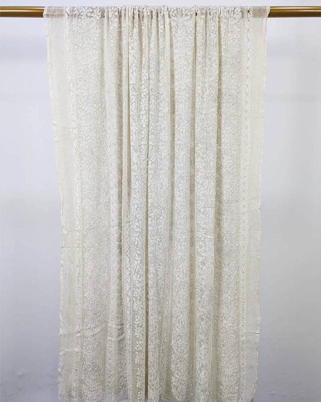 Pure China Crinkle with Tarkashi + Shadow Work Dyeable Dupatta