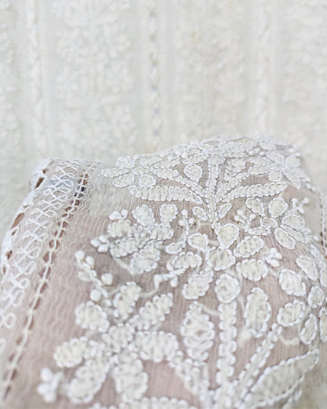 Pure China Crinkle with Tarkashi + Shadow Work Dyeable Dupatta