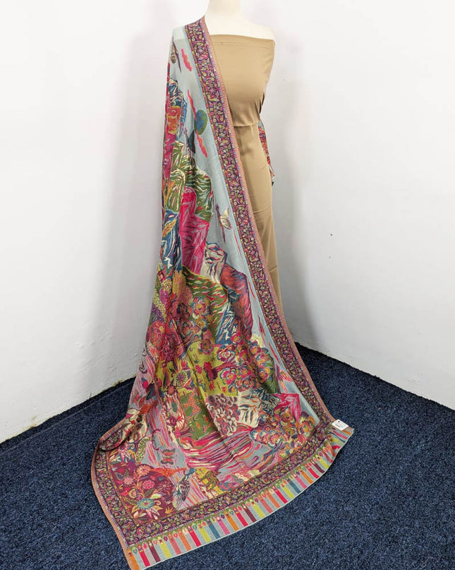 Pure Indian Kani Silk with Zari Work Shawl (Ready To Wear)