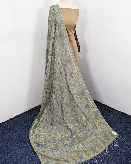 Exquisite Pure Indian Kani Silk with Zari Work Shawl (Ready To Wear)