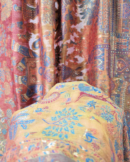 Pure Indian Kani Silk with Zari Work Shawl (Ready To Wear)