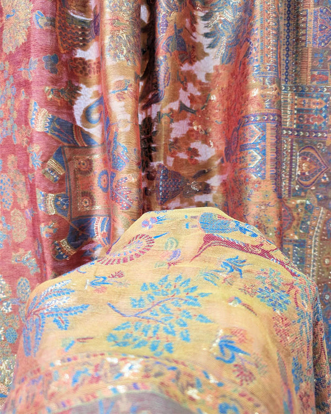 Pure Indian Kani Silk with Zari Work Shawl (Ready To Wear)