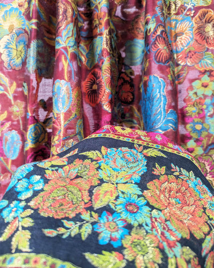Exquisite Rose Garden Kani Silk - Shawl (Ready To Wear)
