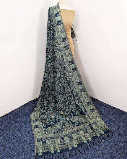 Luxury Pure Indian Kani Silk with Zari Work Shawl (Ready To Wear)