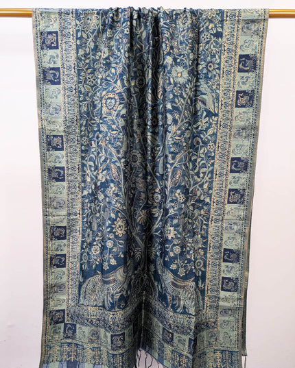 Luxury Pure Indian Kani Silk with Zari Work Shawl (Ready To Wear)