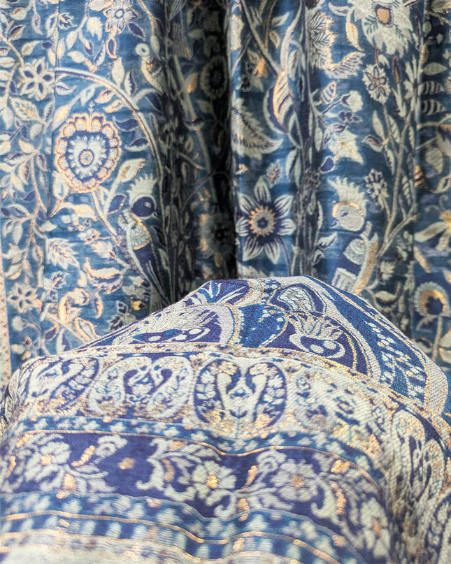 Luxury Pure Indian Kani Silk with Zari Work Shawl (Ready To Wear)