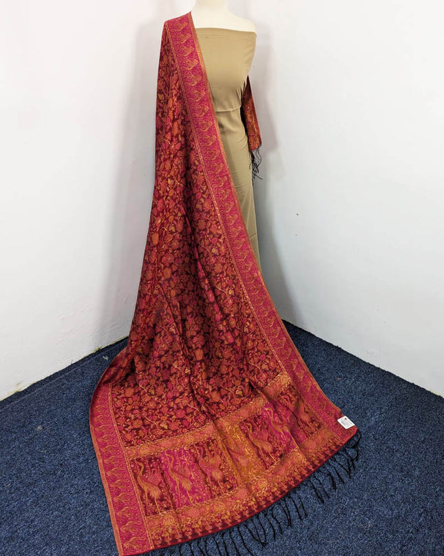 Fancy Pure Indian Kani Silk with Zari Work Shawl (Ready To Wear)