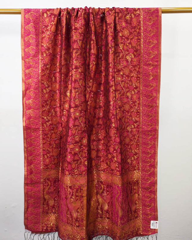 Fancy Pure Indian Kani Silk with Zari Work Shawl (Ready To Wear)
