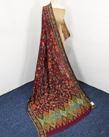 Luxury Pure Indian Kani Silk with Zari Work Shawl (Ready To Wear)