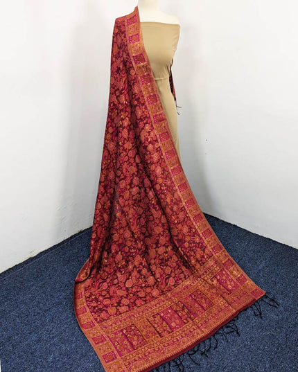 Premium Pure Indian Kani Silk with Zari Work Shawl