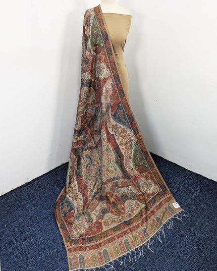 Exquisite Pure Indian Kani Silk with Zari Work Shawl (Ready To Wear)