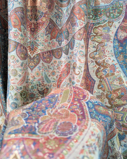 Exquisite Pure Indian Kani Silk with Zari Work Shawl (Ready To Wear)