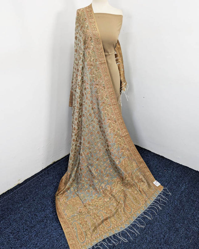 Pure Indian Kani Silk with Zari Work Shawl (Ready To Wear)