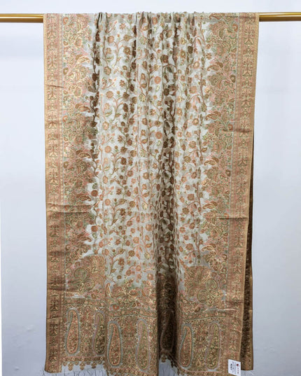 Pure Indian Kani Silk with Zari Work Shawl (Ready To Wear)