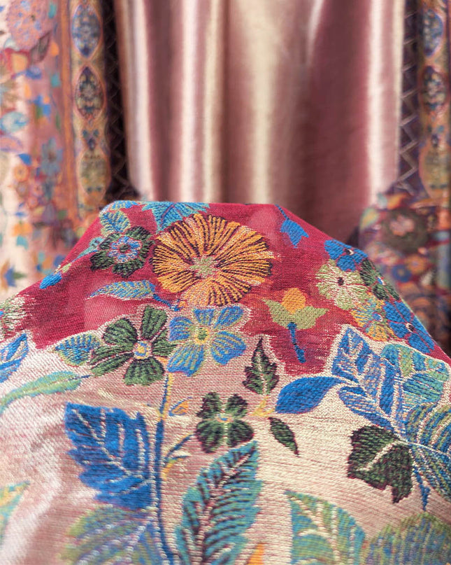 Moonlight Floral Silk Kaani - Shawl