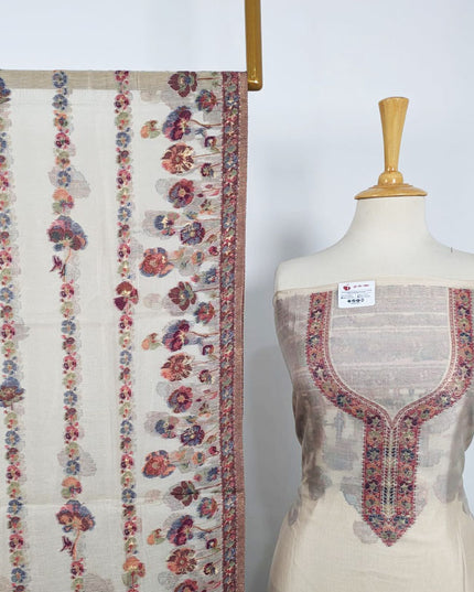 Exquisite Pure Indian Kani Silk with Zari Work 3PC Unstitched