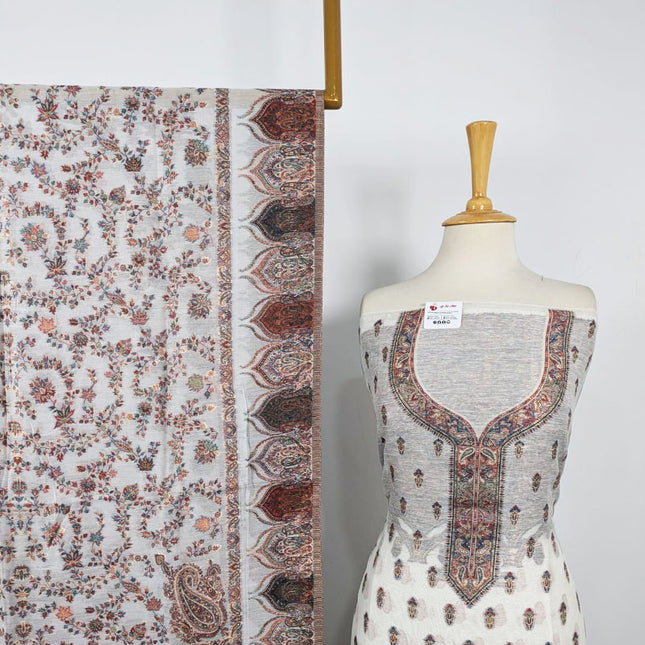 Fancy Zari Work Pure Indian Kani Silk 3PC Unstitched