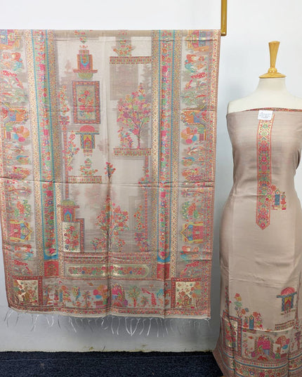 Pure Indian Kani Silk with Moonlight Work 3PC Unstitched