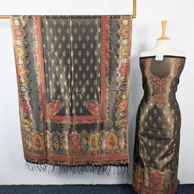 Exquisite Pure Indian Kani Silk with Moonlight Work 3PC Unstitched