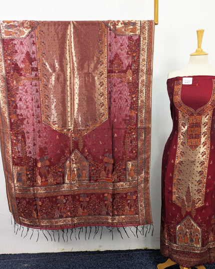 Pure Indian Kani Silk with Moonlight Work 3PC Unstitched