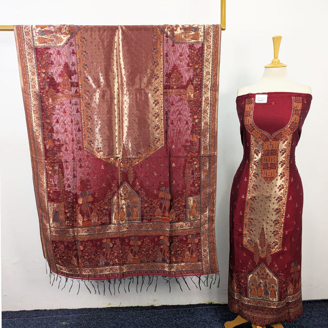 Pure Indian Kani Silk with Moonlight Work 3PC Unstitched