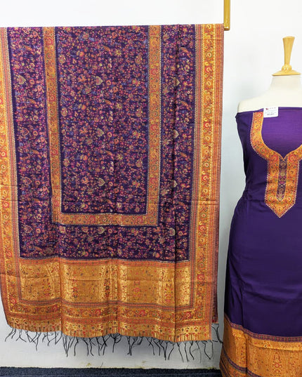Exquisite Pure Indian Kani Silk with Moonlight Work 3PC Unstitched