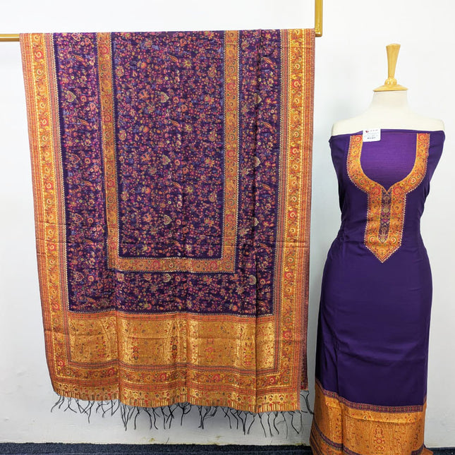 Exquisite Pure Indian Kani Silk with Moonlight Work 3PC Unstitched