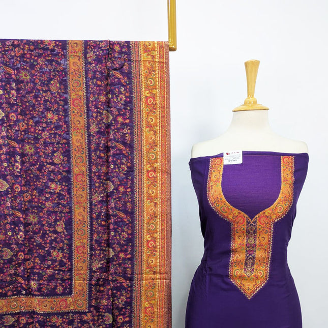 Exquisite Pure Indian Kani Silk with Moonlight Work 3PC Unstitched