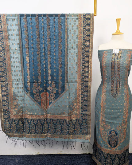 Fancy Zari Work Pure Indian Kani Silk 3PC Unstitched