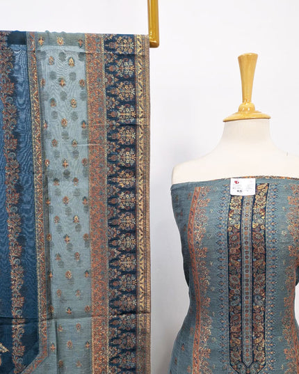 Fancy Zari Work Pure Indian Kani Silk 3PC Unstitched