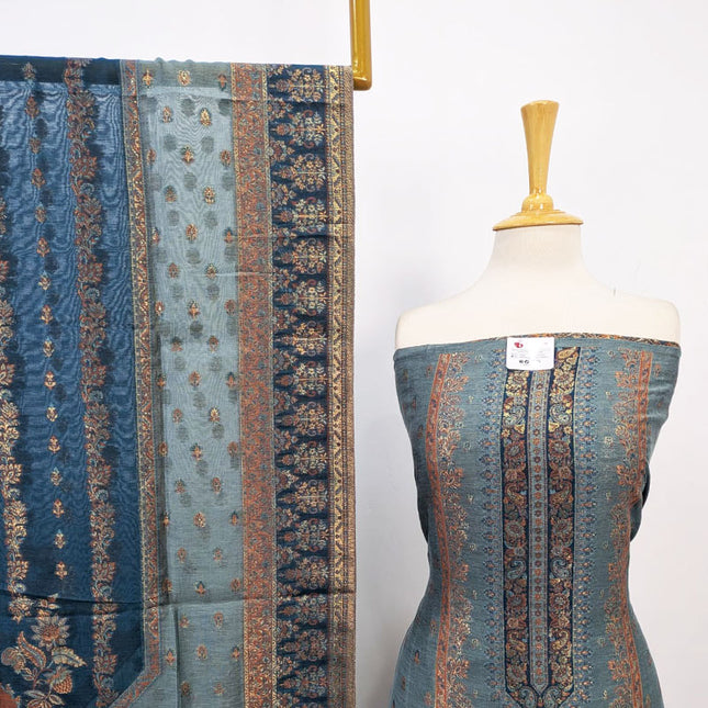 Fancy Zari Work Pure Indian Kani Silk 3PC Unstitched