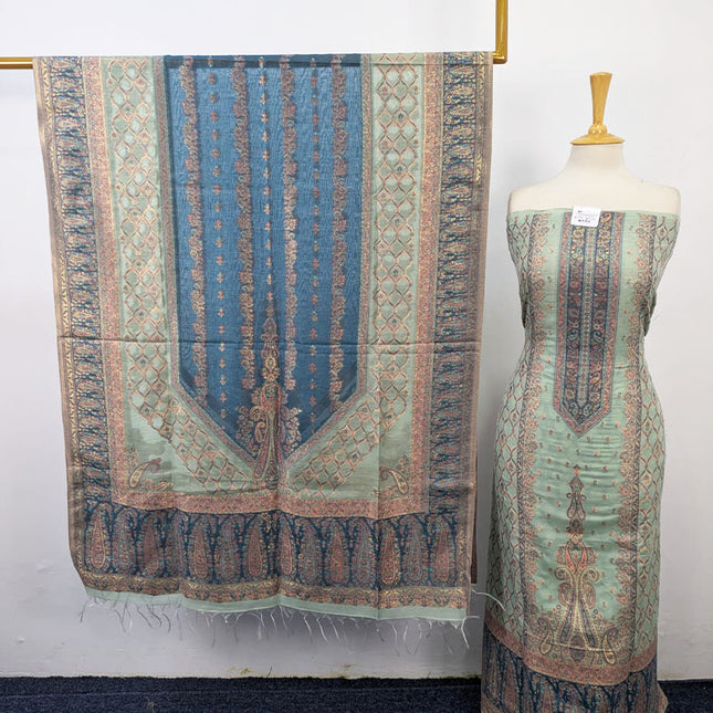 Premium Zari Work Pure Indian Kani Silk 3PC Unstitched