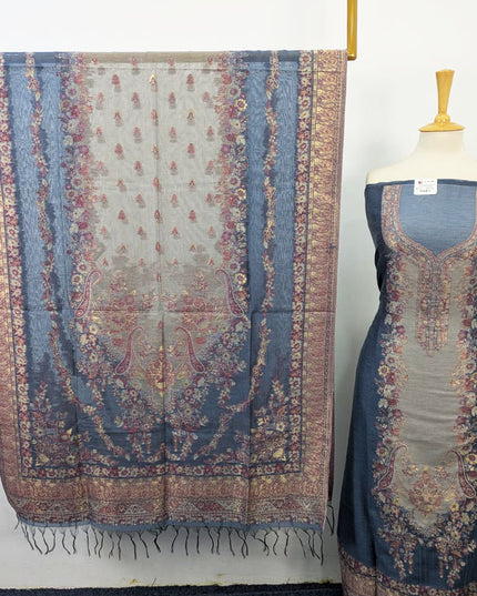 Exquisite Pure Indian Kani Silk with Zari Work 3PC Unstitched
