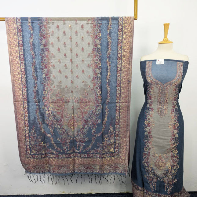 Exquisite Pure Indian Kani Silk with Zari Work 3PC Unstitched