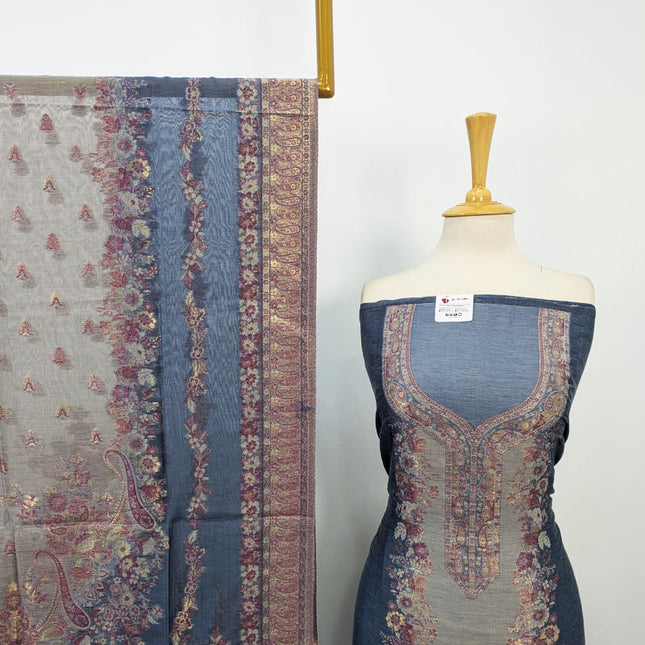 Exquisite Pure Indian Kani Silk with Zari Work 3PC Unstitched