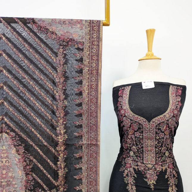 Premium Zari Work Pure Indian Kani Silk 3PC Unstitched