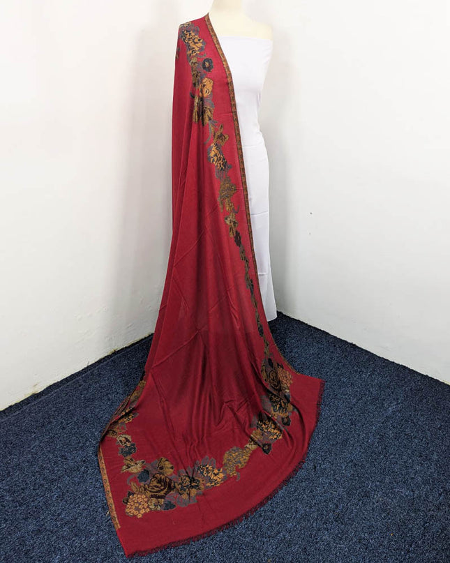 Fancy China Wool Shawl with 3D Floral Work