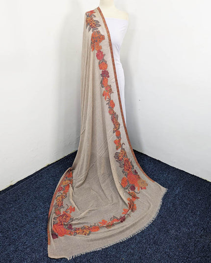 Luxury China Wool Shawl with 3D Floral Work (Ready To Wear)