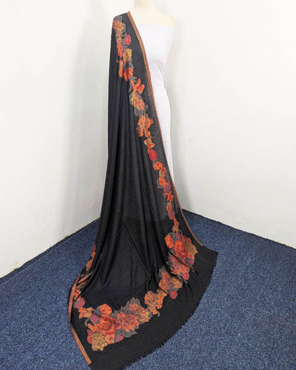 Fancy 3D Floral Work China Wool Shawl (Ready To Wear)