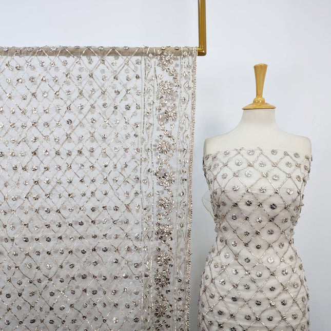 Dyeable Organza with Handmade Full Jaal Gotta Work 2PC Unstitched