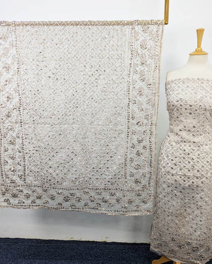 Dyeable Organza with Handmade Full Jaal Gotta Work 2PC Unstitched