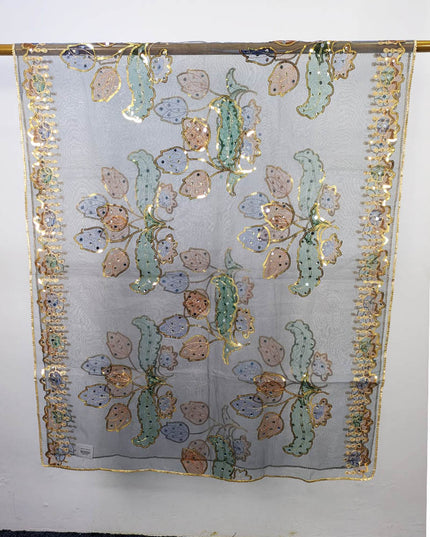 Fancy Printed Organza with Sitara Work Dupatta
